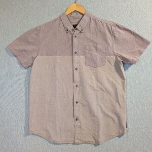 Prana Button Down Shirt Men's Large Two Tone Organic Cotton Short Sleeve